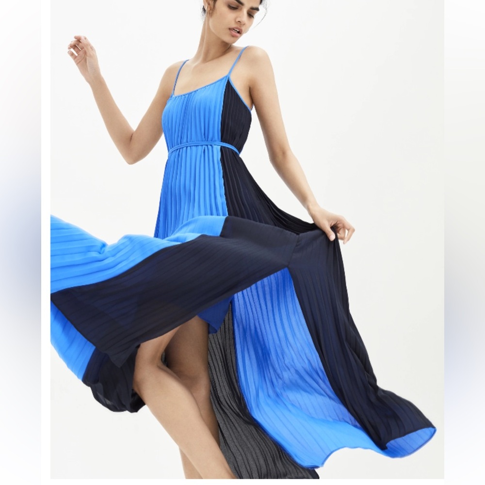 Banana Republic Blue Pleated Maxi Slip Dress for Cocktail